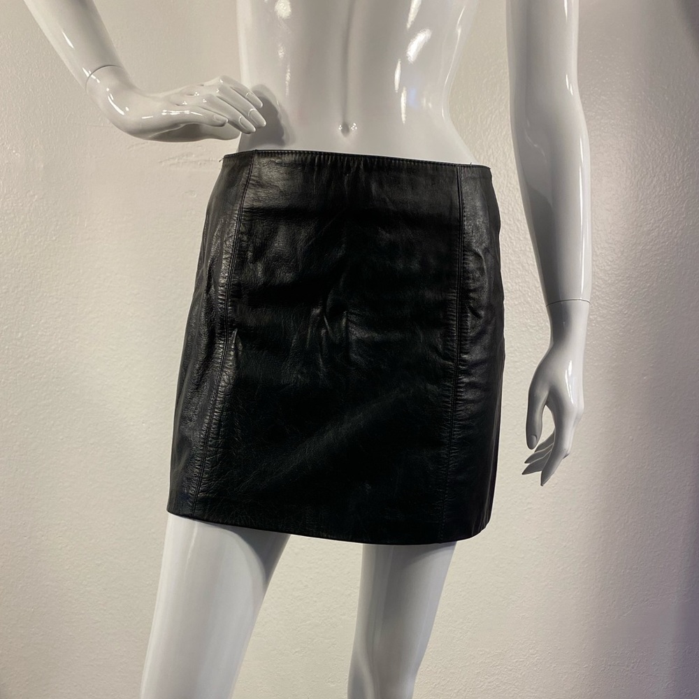 BCBG MAX AZRIA Genuine Leather Miniskirt